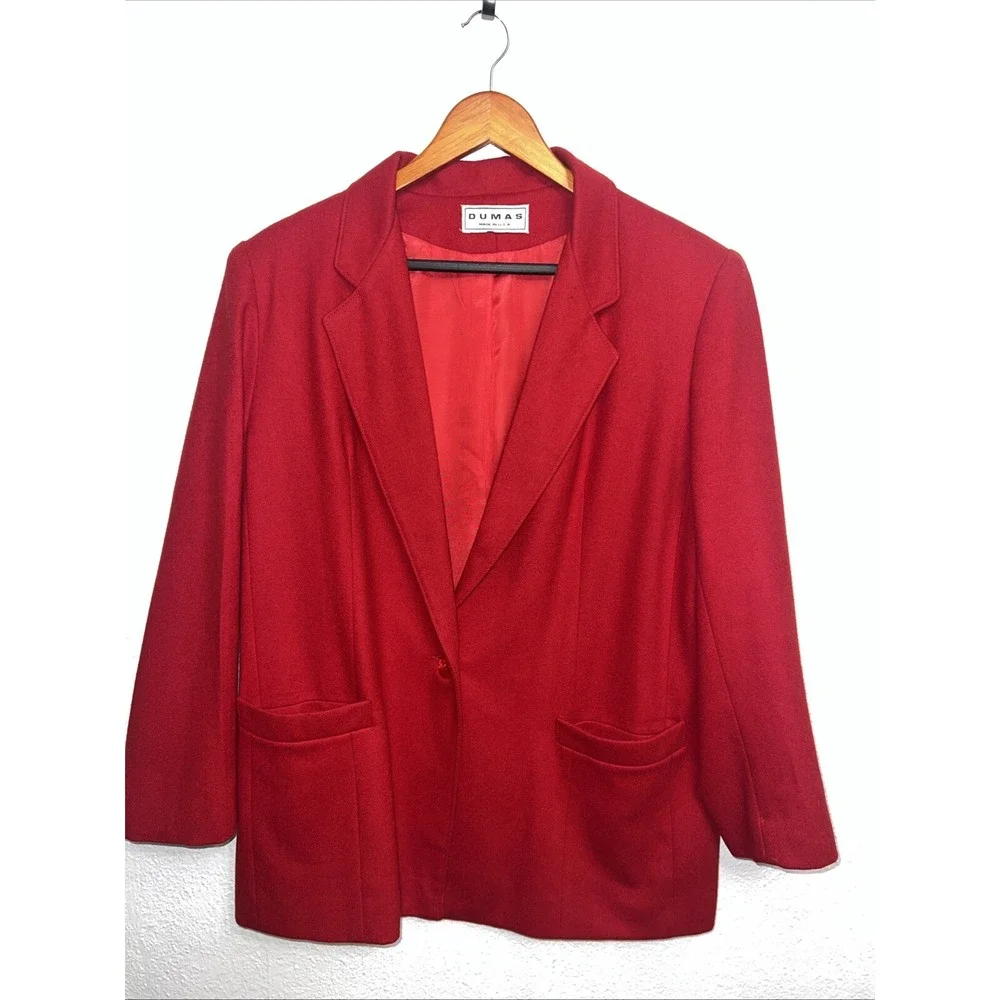 Dumas 100% Wool  Blazer Union Made in the USA Red Vintage Women's Size 12 Read